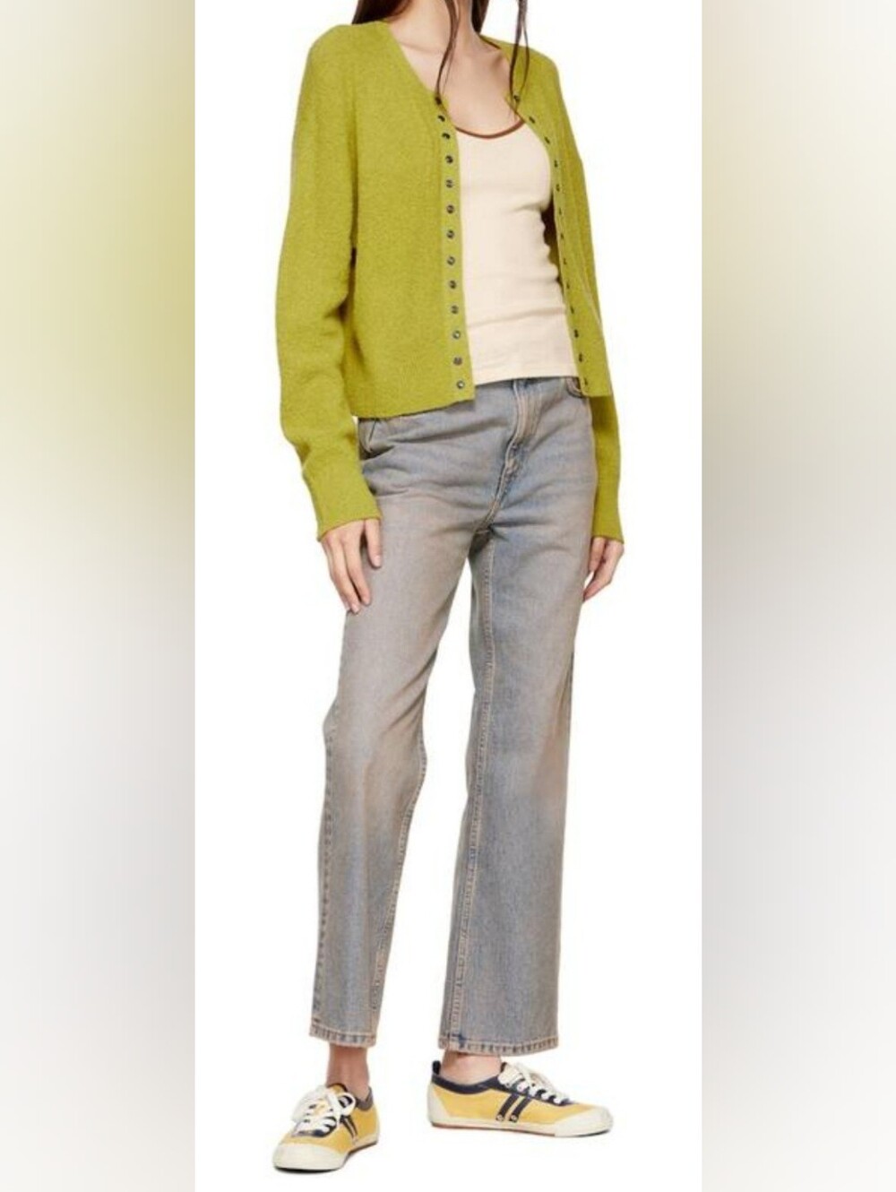 Re/Done Green Organic Cotton Cardigan Size XS